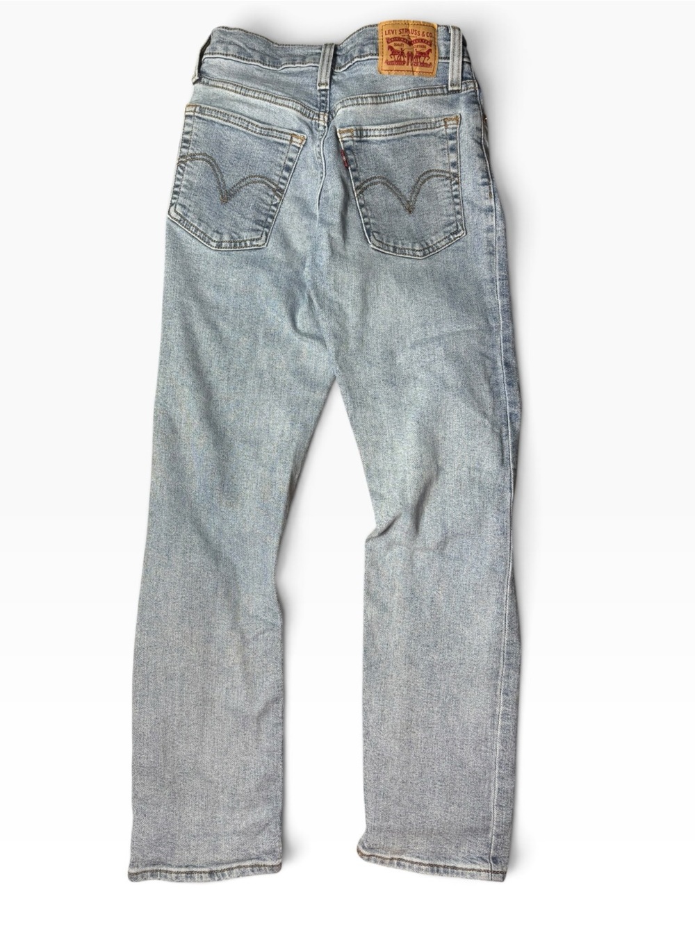 Levi's Wedgie Straight Light Wash Distressed Jeans (Size 24) - Picture 3 of 5